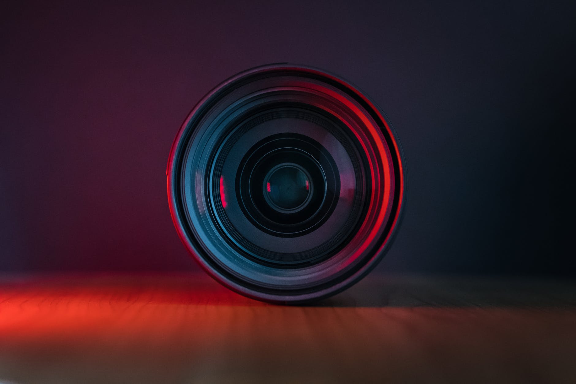 telephoto lens with ambient red light